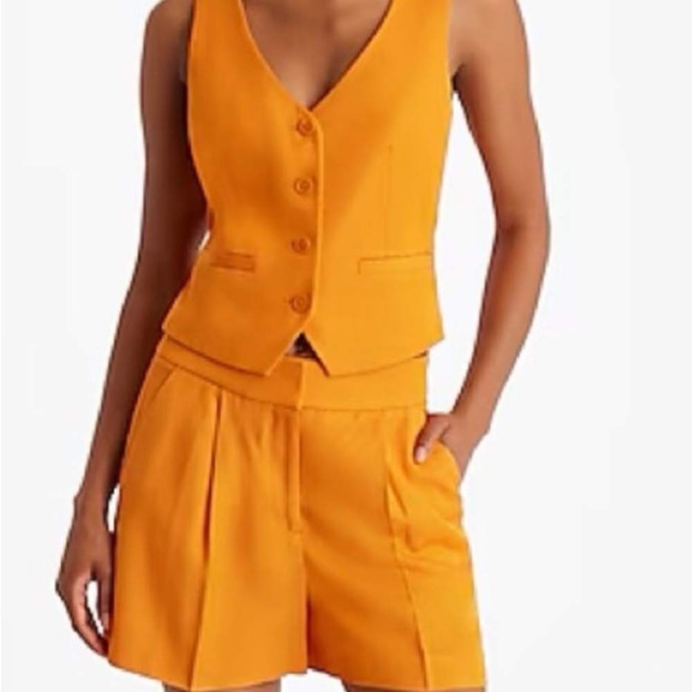 Express Bright Orange Vest and Shorts Ensemble